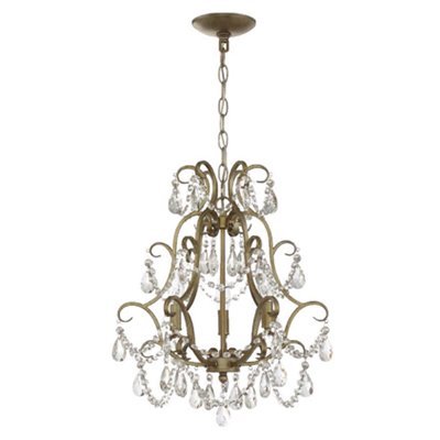 Craftmade 3 Light Mini Chandelier in Gold Twilight with Clear Crystals