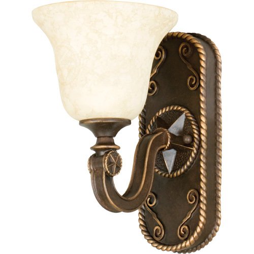 Craftmade Single Wall Sconce in Antique Bronze with Antique Scavo Glass