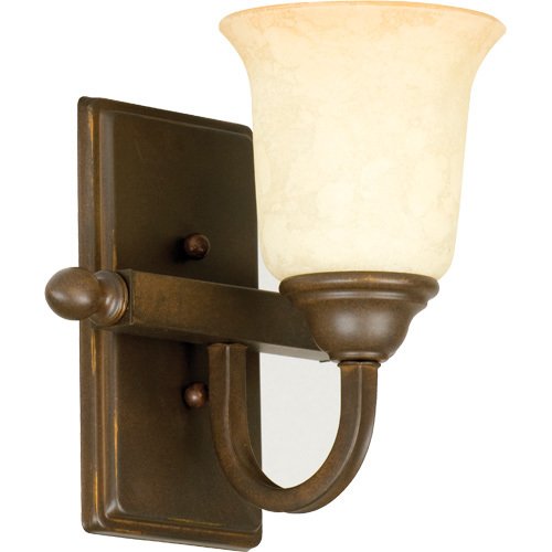 Craftmade Single Wall Sconce in Aged Bronze with Tea Stained Glass
