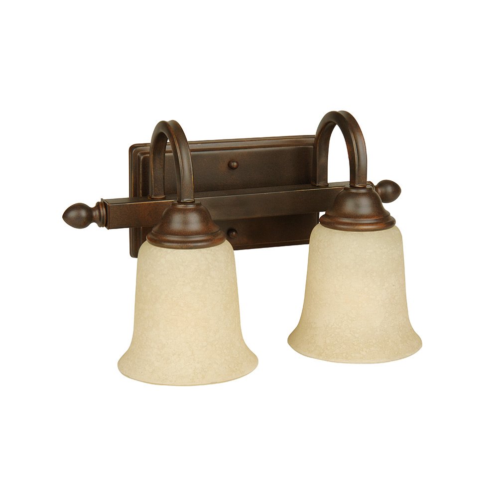 Craftmade 2 Light Vanity in Aged Bronze Textured with White Frosted Glass