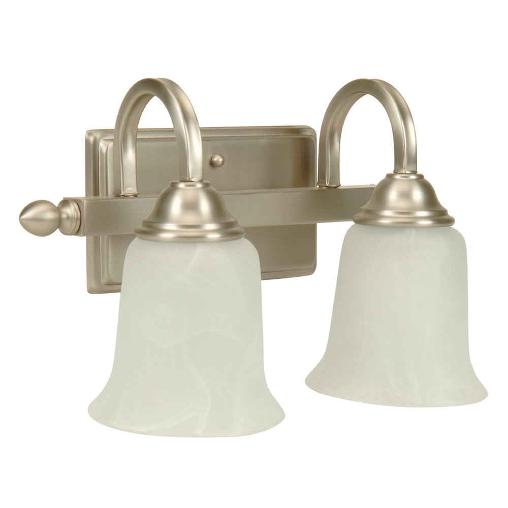 Craftmade 2 Light Vanity in Brushed Satin Nickel with White Frosted Glass