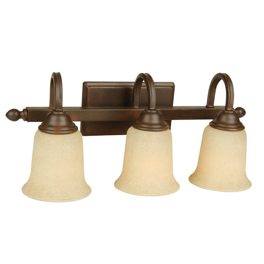 Craftmade 3 Light Vanity in Aged Bronze Textured with White Frosted Glass