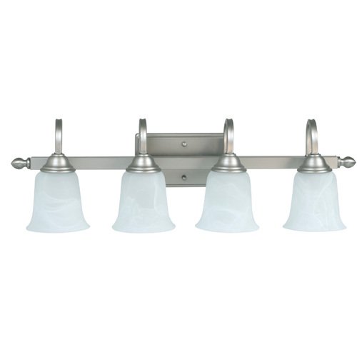 Craftmade Quadruple Bath Light in Brushed Nickel with Alabaster Glass