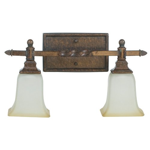 Craftmade Double Bath Light in Peruvian with Antique Scavo Glass