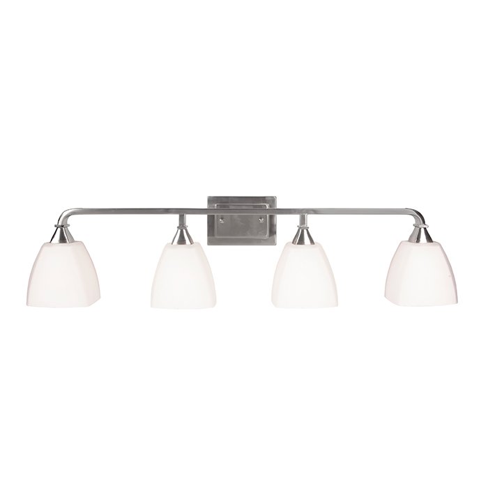 Craftmade 4 Light Vanity in Brushed Polished Nickel with White Frosted Glass