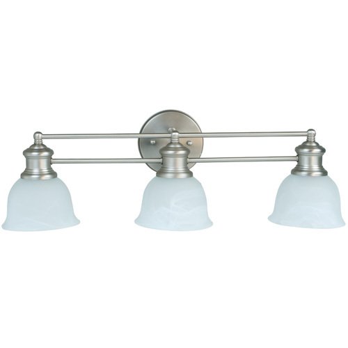Craftmade Triple Bath Light in Brushed Nickel with Alabaster Glass