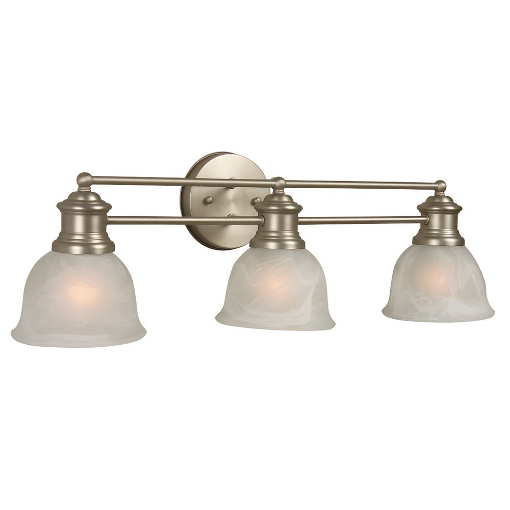Craftmade 3 Light Vanity in Brushed Satin Nickel with White Frosted Glass