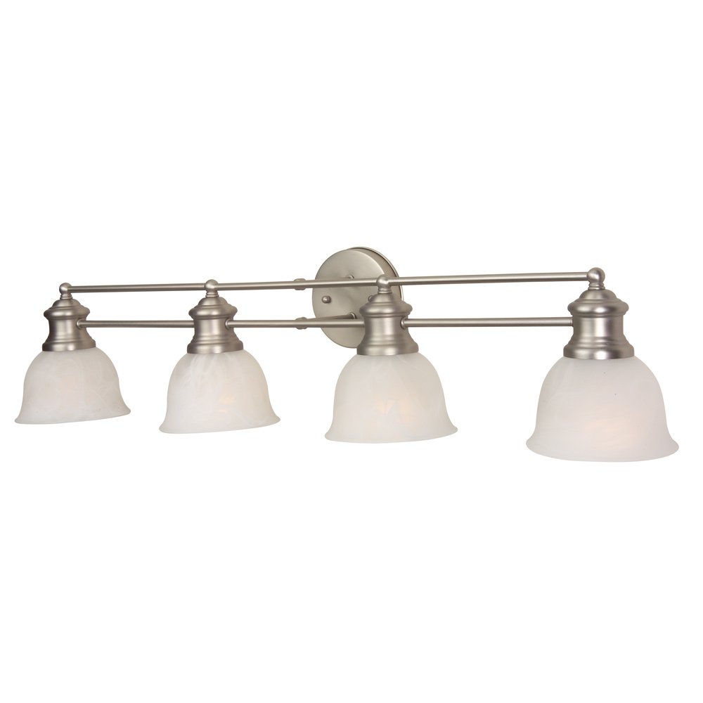 Craftmade 4 Light Vanity in Brushed Satin Nickel with White Frosted Glass