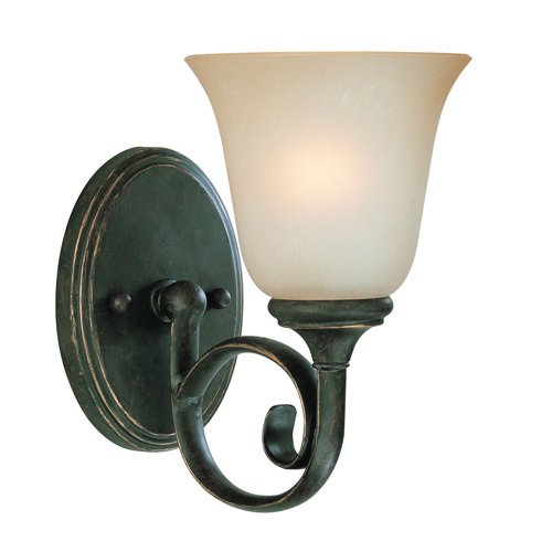 Craftmade Single Wall Sconce in Mocha Bronze with Etched Painted Glass