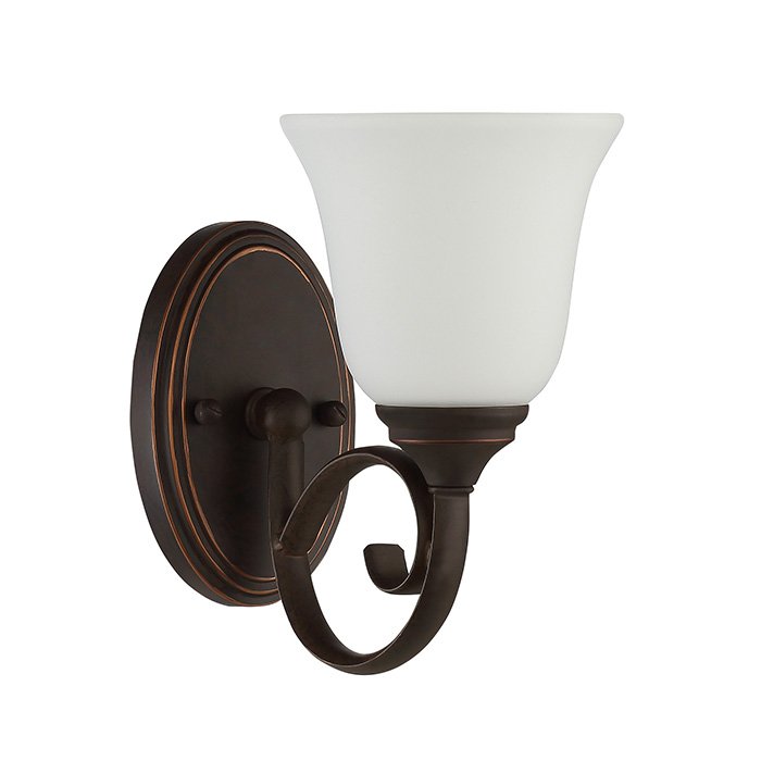 Craftmade 1 Light Wall Sconce in Metropolitan Bronze with White Frosted Glass
