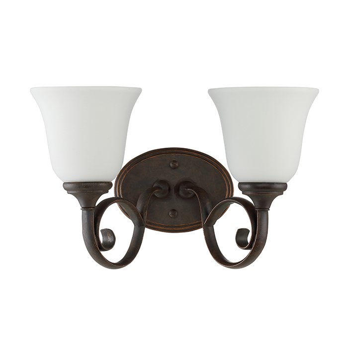 Craftmade 2 Light Vanity in Metropolitan Bronze with White Frosted Glass