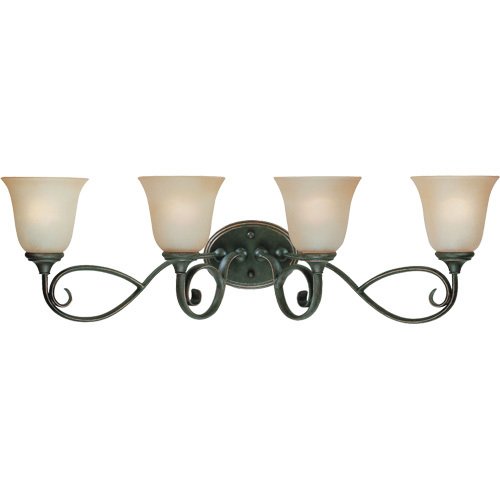 Craftmade Quadruple Bath Light in Mocha Bronze with Etched; Painted Glass