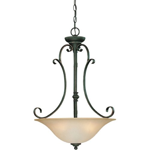 Craftmade 20" Pendant Light in Mocha Bronze with Etched; Painted Glass
