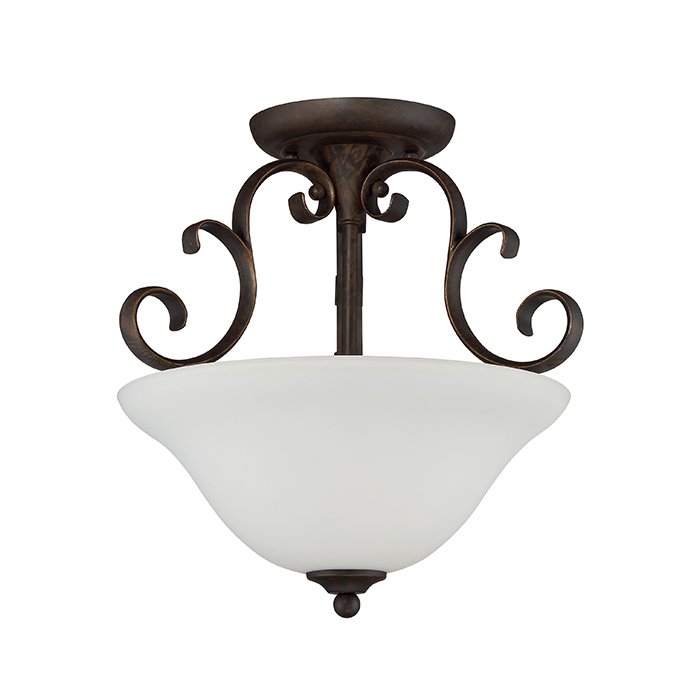 Craftmade 3 Light Semi Flush in Metropolitan Bronze with White Frosted Glass