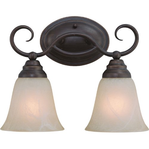 Craftmade Double Bath Light in Old Bronze with Faux Alabaster Glass