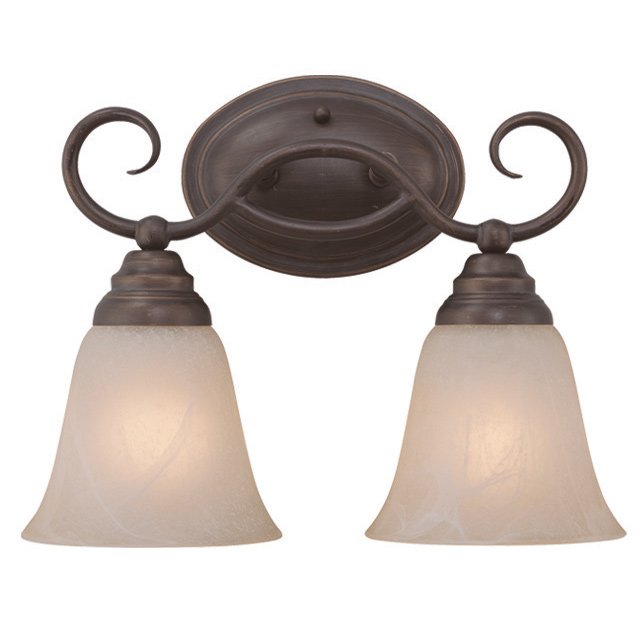 Craftmade 2 Light Vanity in Oiled Bronze with White Frosted Glass