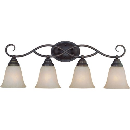 Craftmade Quadruple Bath Light in Old Bronze with Faux Alabaster Glass