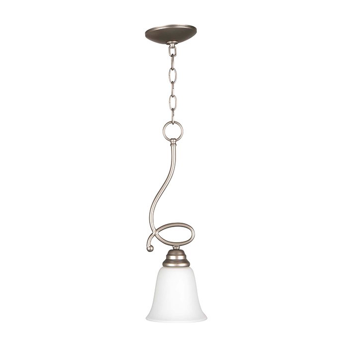 Craftmade 1 Light Mini Pendant in Satin Nickel with White Frosted Glass