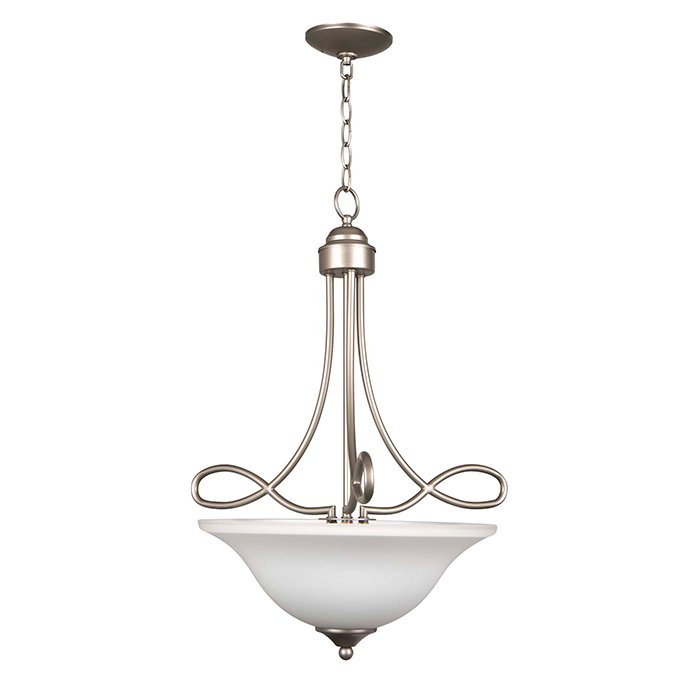 Craftmade 3 Light Inverted Pendant in Satin Nickel with White Frosted Glass
