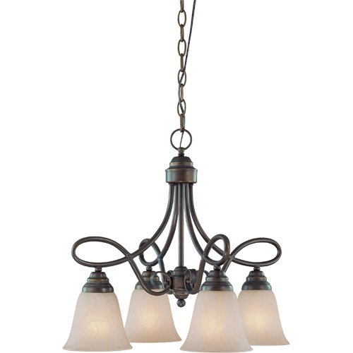 Craftmade 21" Chandelier in Old Bronze with Faux Alabaster Glass