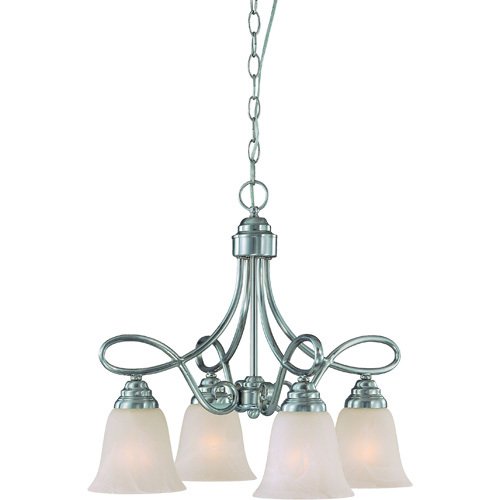 Craftmade 21" Chandelier in Satin Nickel with Faux Alabaster Glass