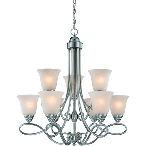 Craftmade 29" Chandelier in Satin Nickel with Faux Alabaster Glass