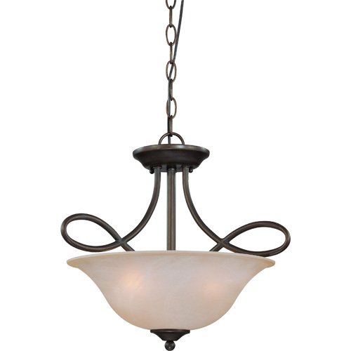Craftmade 17" Convertible Pendant / Semi Flush Light in Old Bronze with Faux Alabaster Glass