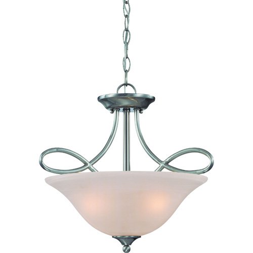 Craftmade 17" Convertible Pendant / Semi Flush Light in Satin Nickel with Faux Alabaster Glass