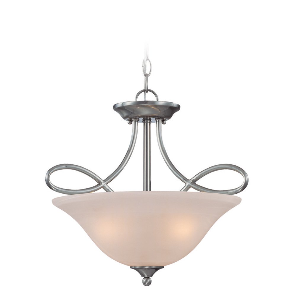 Craftmade 3 Light Convertible Semi Flush in Satin Nickel with White Frosted Glass