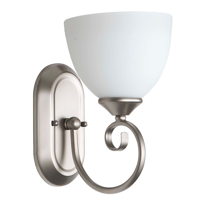 Craftmade 1 Light Wall Sconce in Satin Nickel with White Frosted Glass