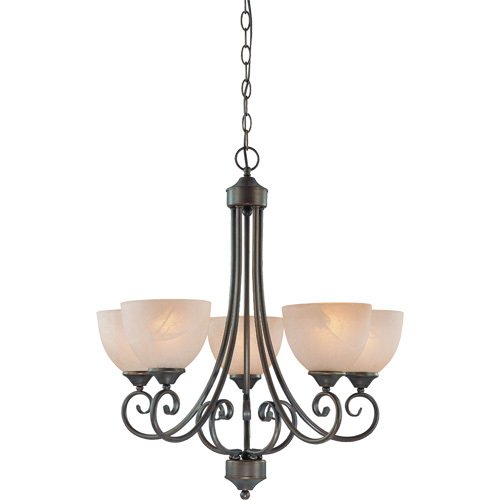 Craftmade 31" Chandelier in Old Bronze with Faux Alabaster Glass