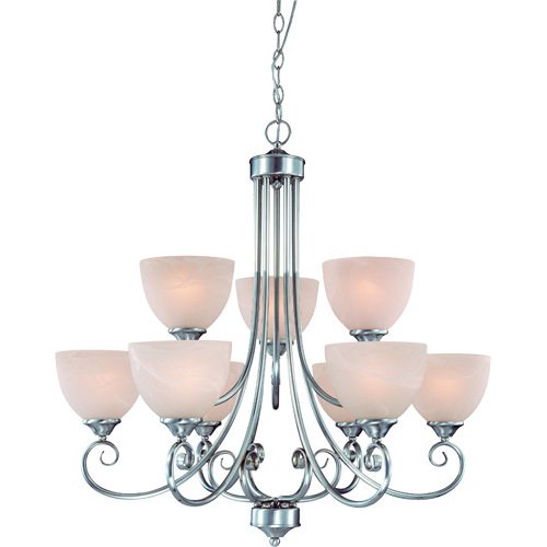 Craftmade 31" Chandelier in Satin Nickel with Faux Alabaster Glass