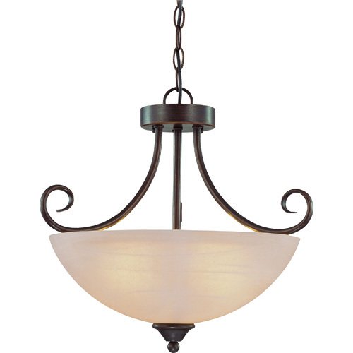Craftmade 18" Convertible Pendant / Semi Flush Light in Old Bronze with Faux Alabaster Glass
