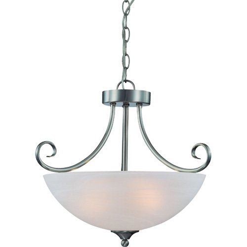 Craftmade 18" Convertible Pendant / Semi Flush Light in Satin Nickel with Faux Alabaster Glass