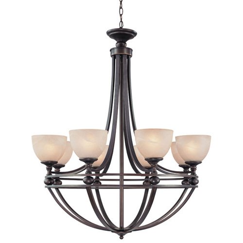 Craftmade 35" Chandelier in Old Bronze with Faux Alabaster Glass