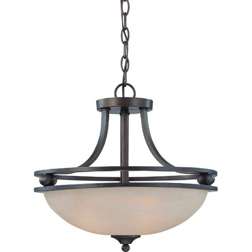Craftmade 17" Convertible Pendant / Semi Flush Light in Old Bronze with Faux Alabaster Glass