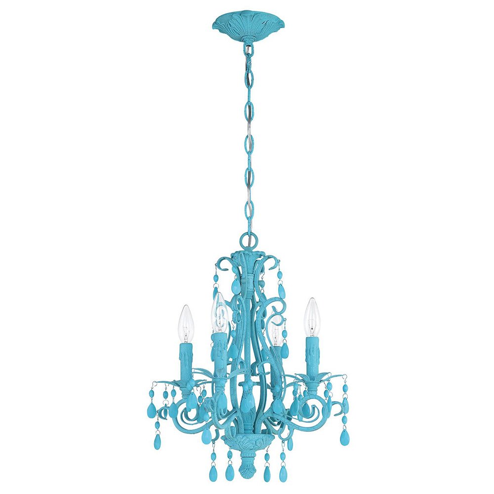 Craftmade 4 Light Mini Chandelier in Turquoise