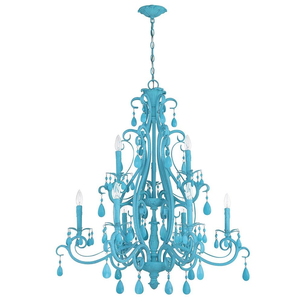 Craftmade 9 Light Chandelier in Turquoise