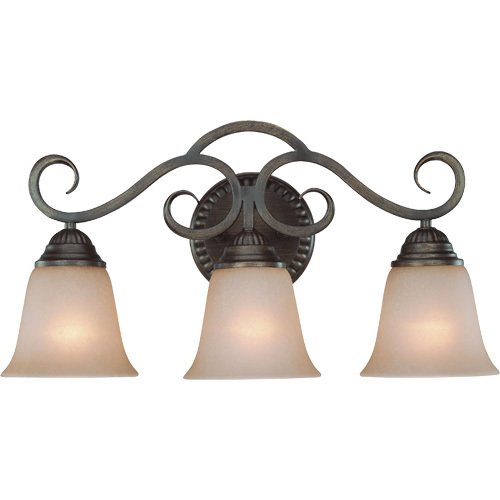 Craftmade Triple Bath Light in Century Bronze with Painted Glass