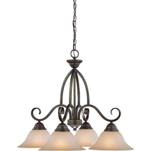 Craftmade 25 1/2" Chandelier in Century Bronze with Painted Glass