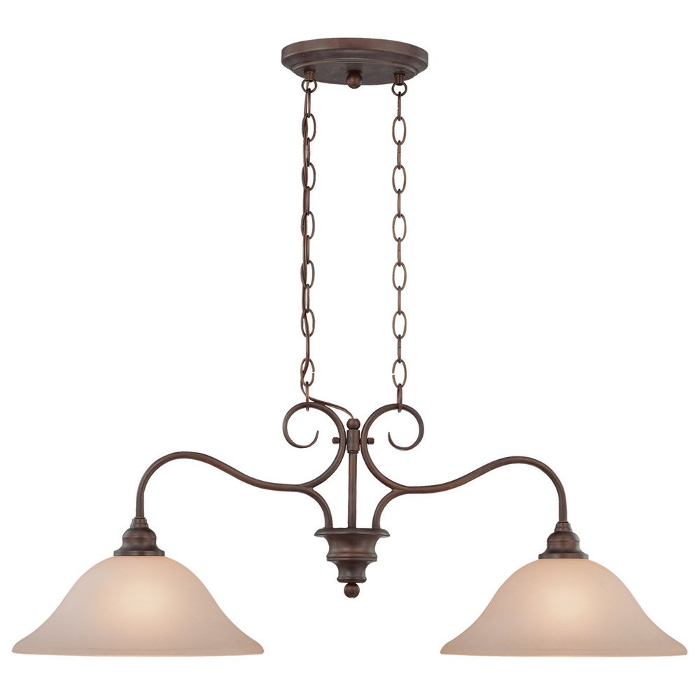 Craftmade 2 Light Island in Oiled Bronze with Frosted Glass