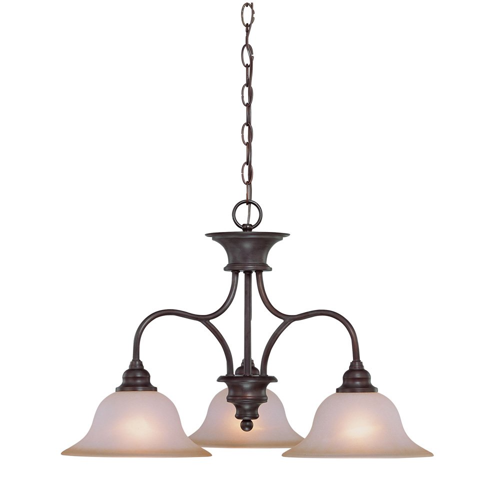 Craftmade 3 Light Down Chandelier in Oiled Bronze with Frosted Glass
