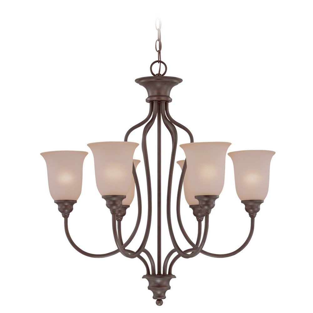 Craftmade 6 Light Chandelier in Oiled Bronze with Frosted Glass