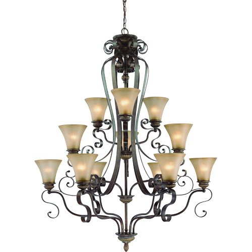 Craftmade 42 1/2" Chandelier in Century Bronze with Painted Glass