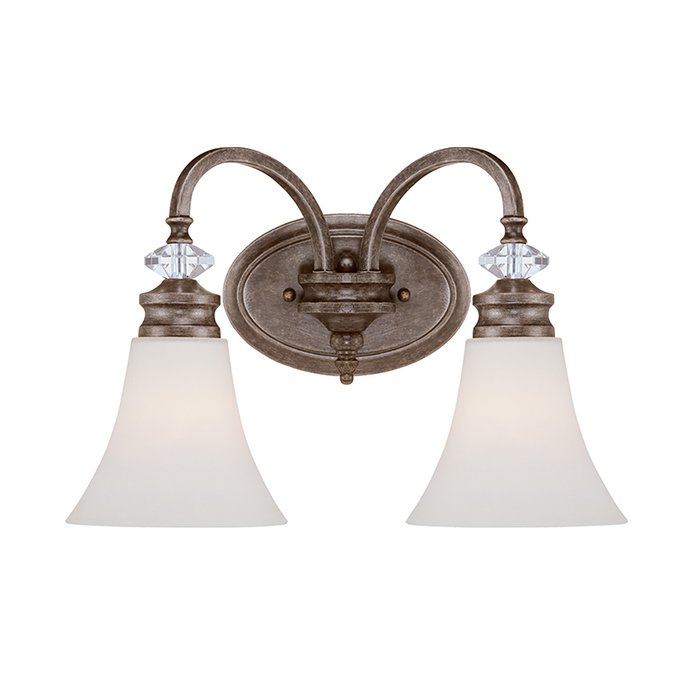 Craftmade 2 Light Vanity in Mocha Bronze with White Frosted Glass