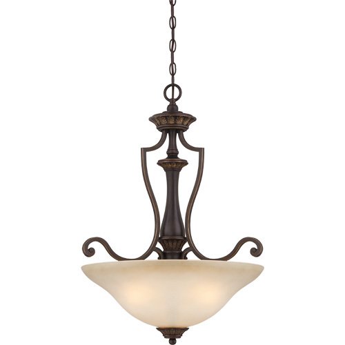 Craftmade 22" Pendant Light in Aged Bronze with Gold with Light Teastain Glass