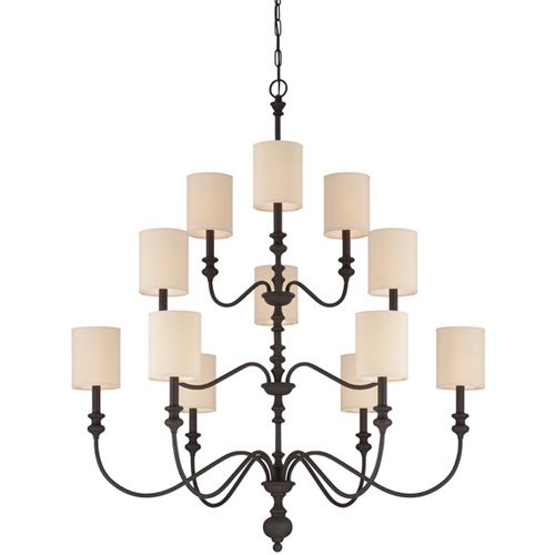 Craftmade 42 3/8" Chandelier in Gothic Bronze with Natural Linen Shade