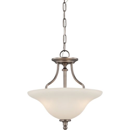 Craftmade 16" Convertible Pendant / Semi Flush Light in Antique Nickel with Creamy Frost Glass