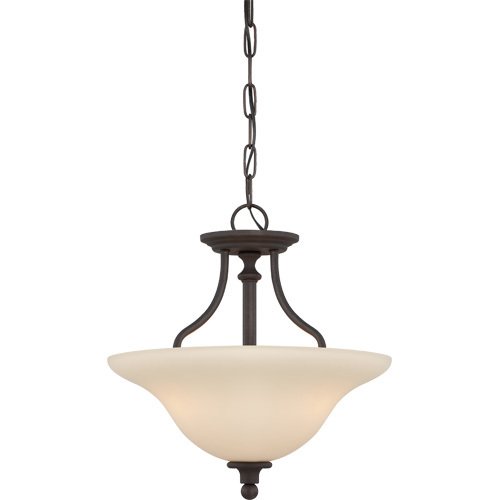 Craftmade 16" Convertible Pendant / Semi Flush Light in Gothic Bronze with Creamy Frost Glass