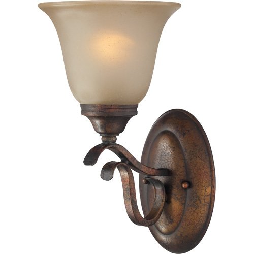 Craftmade Single Wall Sconce in Burleson Bronze with Light Teastain Glass